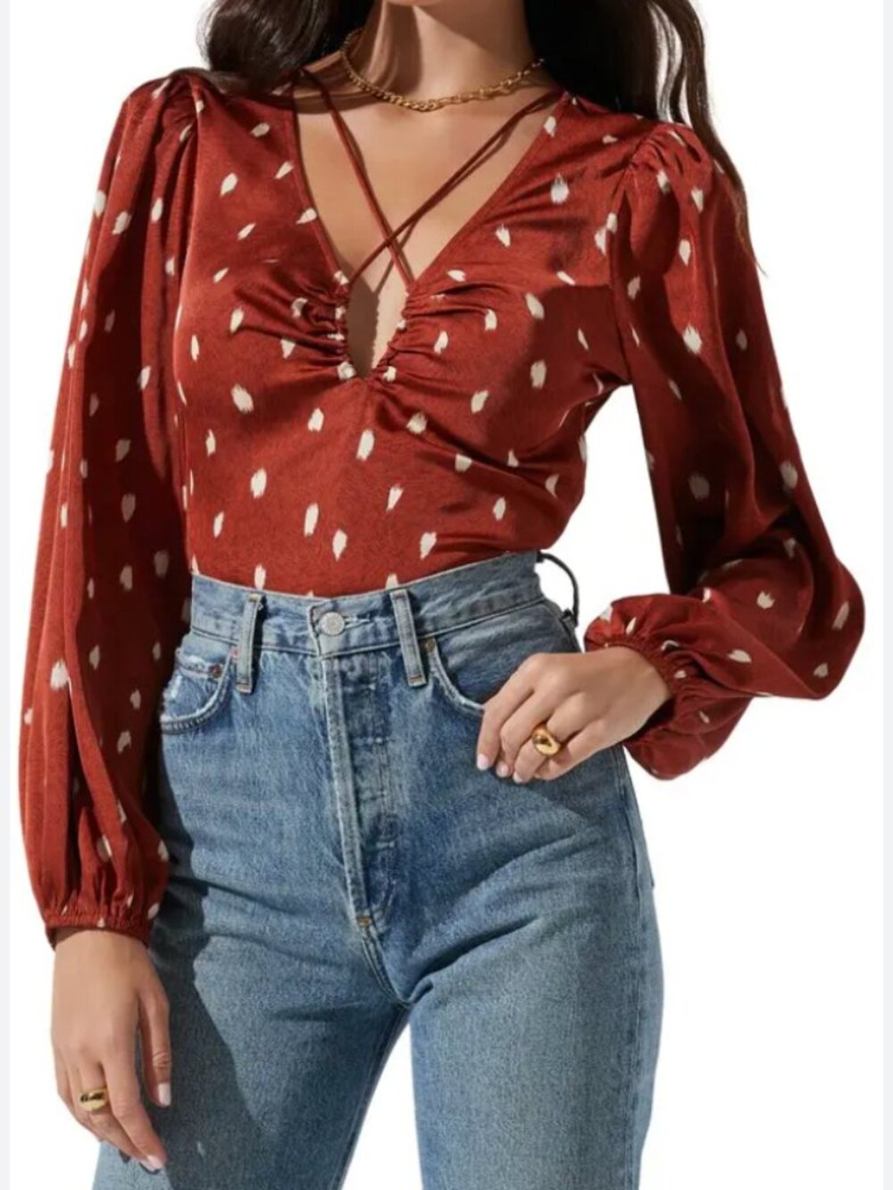 NWT Nordstrom Ruched Top Balloon Sleeve | Brown | XL